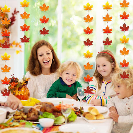 2 Pcs 9.8 ft Fall Maple Leaf Garland Artificial Autumn Decor Hanging for Thanksgiving Home Garden Office -