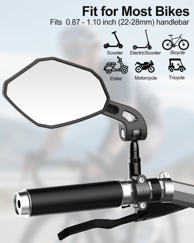 Adjustable Handlebar Bike Mirror- Anti-Slip Pads & Installation Wrench 360 Degree Rotatable HD (1 – product detail