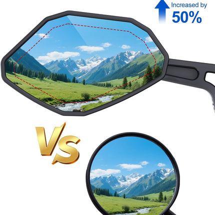 Adjustable Handlebar Bike Mirror- Anti-Slip Pads & Installation Wrench, 360° Rotatable HD Shatterproof Glass Electric Mirrors, Fit for Mountain/E-Bikes/Road Bikes (1 Pair) -