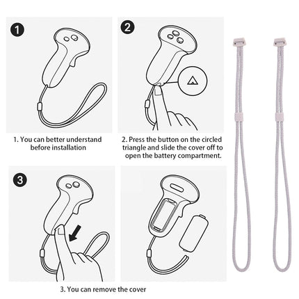 2pcs Controller Wrist Straps for Oculus 3, White Adjustable Hand Lanyards Easy to Attach VR Accessories 3s -