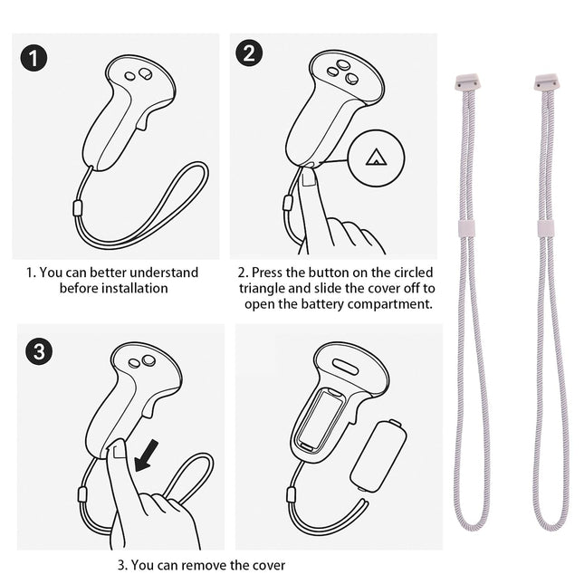 2pcs Controller Wrist Straps for Oculus 3 White Adjustable Hand Lanyards Easy to Attach VR Accessories 3s – product detail