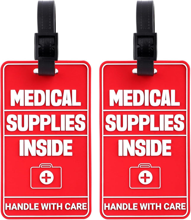 2pcs Medical Supplies Inside Tags Three-Dimensional Design Device Luggage Tag Handle with in White, Red