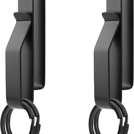 2pcs Heavy Duty Belt Key Holder, Fast Release Steel Tactical Holder Clip with 4pcs Rings Fits Belts for Police Firefighters -