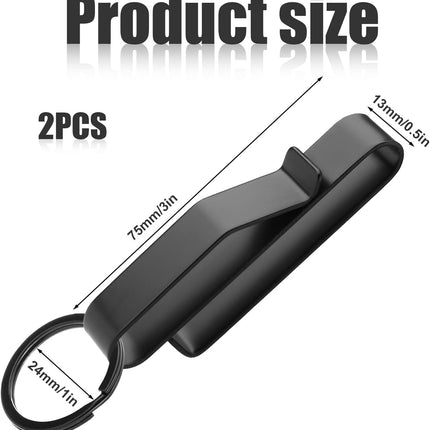 2pcs Heavy Duty Belt Key Holder, Fast Release Steel Tactical Holder Clip with 4pcs Rings Fits Belts for Police Firefighters -