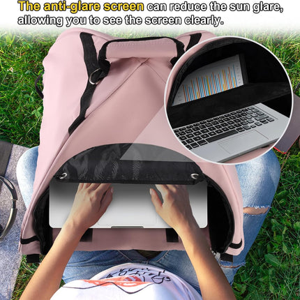 Laptop Tent, Sun Shade Waterproof Fabric Protective Hood for Computer Working Outside Accessories Part Glare Shield & Heat Reflective Awning Convertible Tote Outdoor (Pink) As Shown in the Picture -