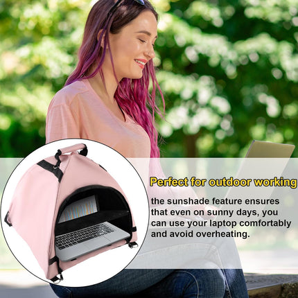 Laptop Tent, Sun Shade Waterproof Fabric Protective Hood for Computer Working Outside Accessories Part Glare Shield & Heat Reflective Awning Convertible Tote Outdoor (Pink) As Shown in the Picture -
