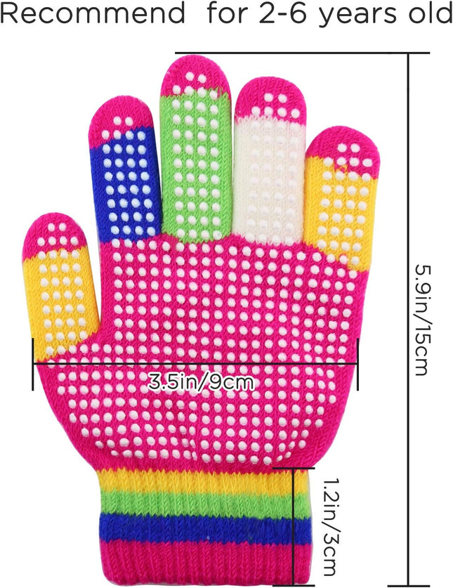 6 Pairs Kids Anti-Skid Magic Gloves Multicolor Winter Warm Full Finger Mittens Stretchy Knitted Gloves for – product detail