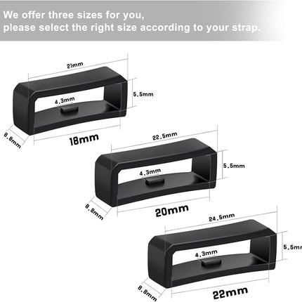 6pcs Watch Strap Holder Loop, Silicone Band Keeper Retainer Fastener Ring Parts for Smart Wristband Replacement - 20mm