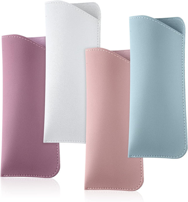 Soft Leather Glasses Cases 4 Pcs Slim Reading Eyeglasses Case Portable PU Sunglasses Pouch Safety for Women