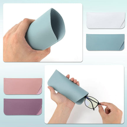 Soft Leather Glasses Cases, 4 Pcs Slim Reading Eyeglasses Case Portable PU Sunglasses Pouch Safety for Women Men 2.8 x 6.8 Inch, Colors -