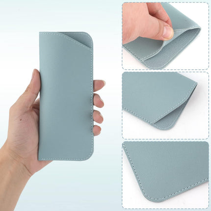Soft Leather Glasses Cases, 4 Pcs Slim Reading Eyeglasses Case Portable PU Sunglasses Pouch Safety for Women Men 2.8 x 6.8 Inch, Colors -