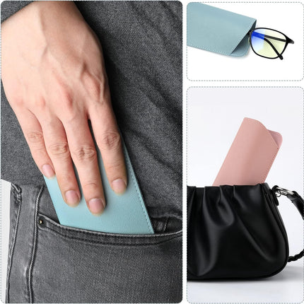 Soft Leather Glasses Cases, 4 Pcs Slim Reading Eyeglasses Case Portable PU Sunglasses Pouch Safety for Women Men 2.8 x 6.8 Inch, Colors -