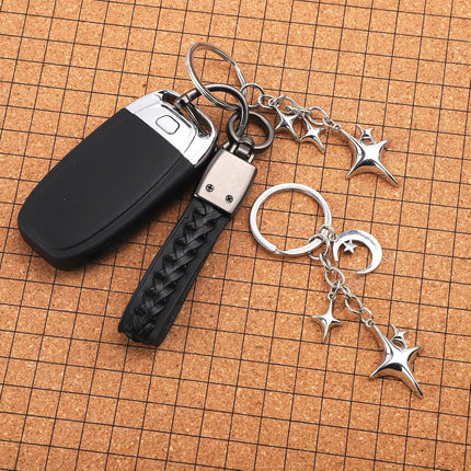 2pcs Cute Star Moon Keychains, Y2k Key Chain Charms Aesthetic Ring Bag Accessories Keychains for Purse Handbag Backpack Car Holder (2 Designs) -