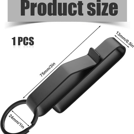 Heavy Duty Belt Key Holder with 2pcs Metal Rings, Stainless Steel Black Men Keychain Tactical Clip for 1.5-2.25inch Wide Belts Police and Fire Agencies -