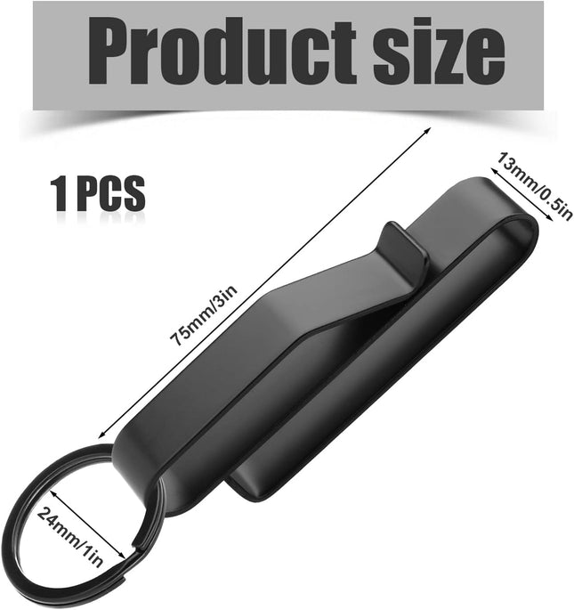 Heavy Duty Belt Key Holder with 2pcs Metal Rings Stainless Steel Black Men Keychain Tactical Clip for – product detail
