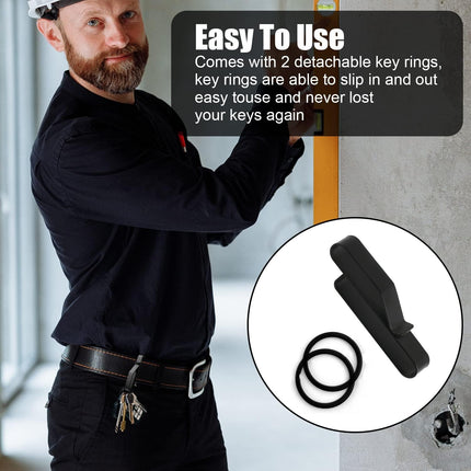 Heavy Duty Belt Key Holder with 2pcs Metal Rings, Stainless Steel Black Men Keychain Tactical Clip for 1.5-2.25inch Wide Belts Police and Fire Agencies -