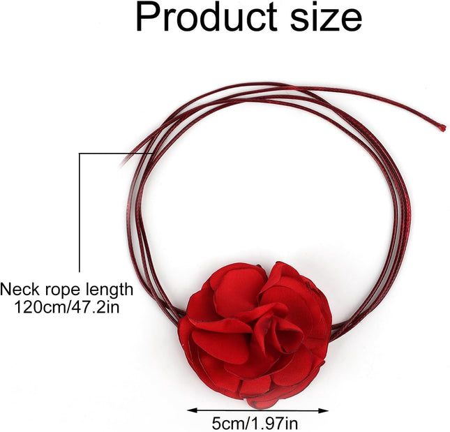 Vintage Flower Necklaces Boho Floral Necklace Adjustable Fabric Rose for Women Girls Bride Wedding Party – product detail