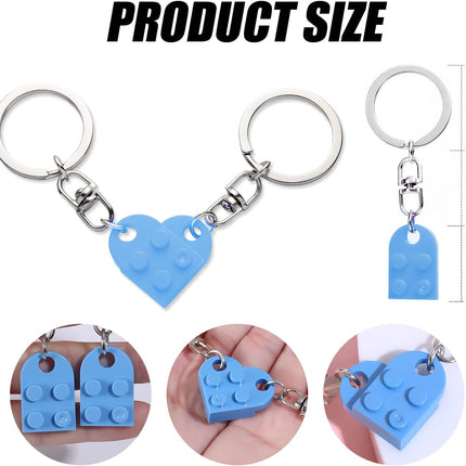 Heart Keychain Set, 2pcs Matching Couple Keychains Small Decorations for Party, Valentine's Gift Girlfriend or Boyfriend (Light Blue) -