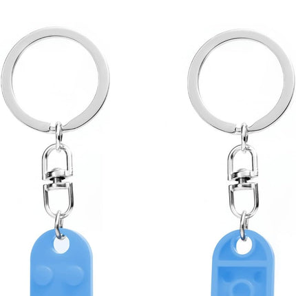 Heart Keychain Set, 2pcs Matching Couple Keychains Small Decorations for Party, Valentine's Gift Girlfriend or Boyfriend (Light Blue) -