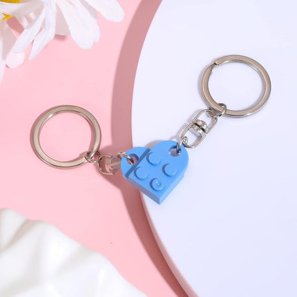 Heart Keychain Set, 2pcs Matching Couple Keychains Small Decorations for Party, Valentine's Gift Girlfriend or Boyfriend (Light Blue) -