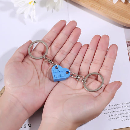 Heart Keychain Set, 2pcs Matching Couple Keychains Small Decorations for Party, Valentine's Gift Girlfriend or Boyfriend (Light Blue) -