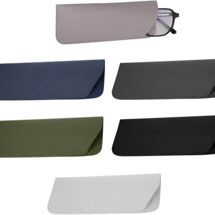 Soft Glasses Cases 7x3 Inch, 6pcs Leather Eyeglasses Case Portable Pouch Sunglasses for Women Men Adults Kids (6 Colors) -