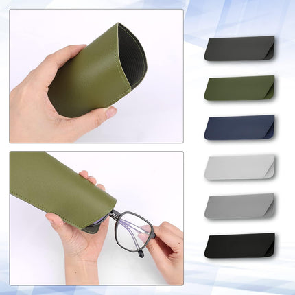 Soft Glasses Cases 7x3 Inch, 6pcs Leather Eyeglasses Case Portable Pouch Sunglasses for Women Men Adults Kids (6 Colors) -