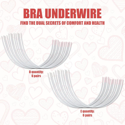 12 Pairs Bra Underwires, Metal Underwire Replacement Sturdy Supporters for Bras D Cup E Accessories White -