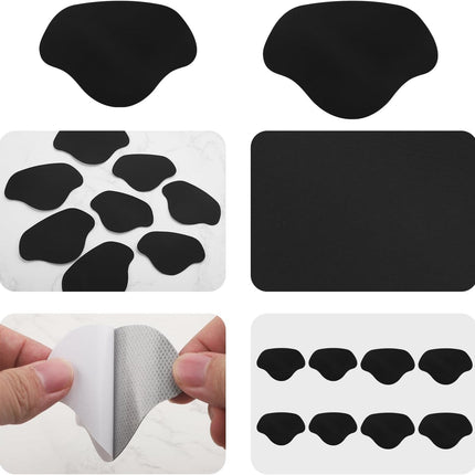 8pcs Shoe Heel Repair, Self-Adhesive Hole Repair Patch for Back of Shoes Holes, Leather Cushion Inserts, Inside Sneaker Patches Kit Boot Sport Mesh (Black) -