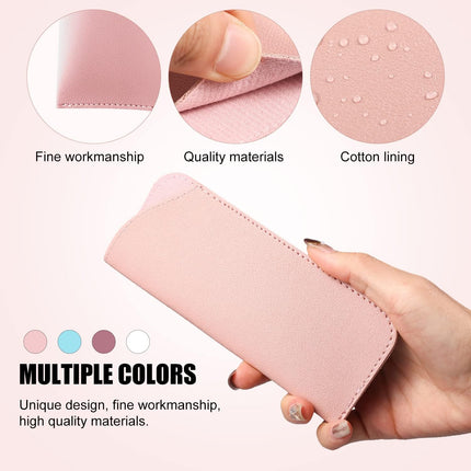 4pcs Soft Glasses Cases, 2.6x6.3Inch Eyeglasses Case Portable PU Sunglasses Pouch for Women Men (4 Colors) -