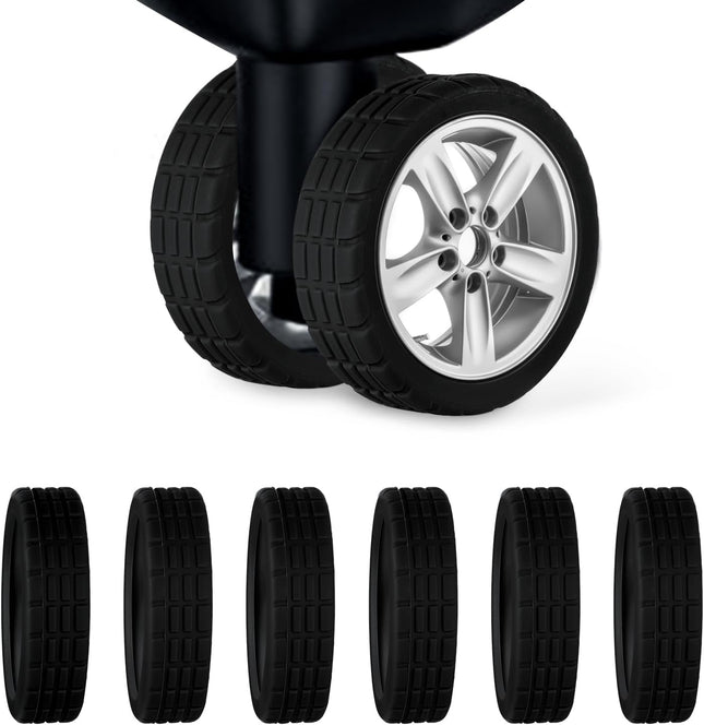 TM Luggage Wheel Covers 8pcs Portable Silicone Spinner Protectors Colorful Black V1259-DP01-A-5033