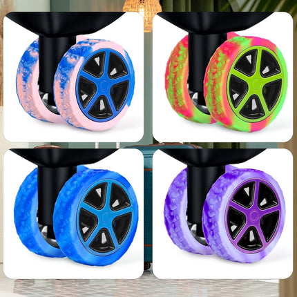 Luggage Wheel Covers, 8pcs Thickened Silicone Spinner Protectors, Noise Reducing, Rose Red + Green -