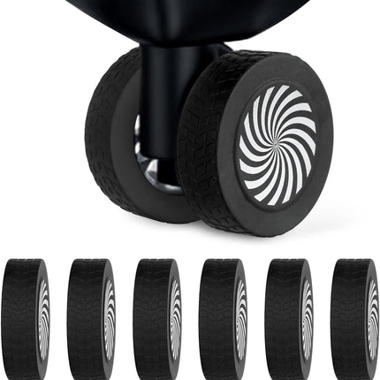 8pcs Luggage Wheel Protector Covers, 2.05x0.55 Inch Silicone Suitcase Covers Black White Design Accessories Noise-Proof for Most Adult -