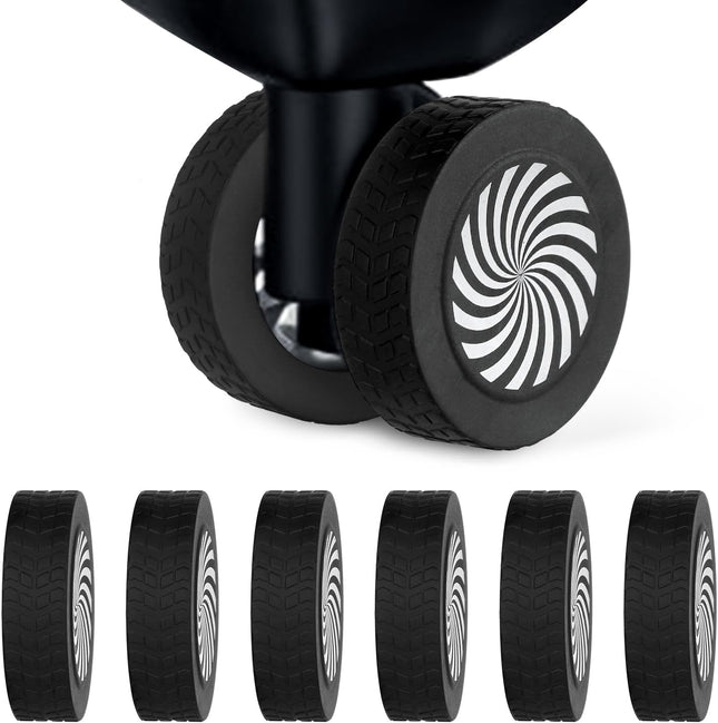 8pcs Luggage Wheel Protector Covers 2.05x0.55 Inch Silicone Suitcase Covers Black White Design Accessories