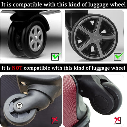 8pcs Luggage Wheel Protector Covers, 2.05x0.55 Inch Silicone Suitcase Covers Black White Design Accessories Noise-Proof for Most Adult -