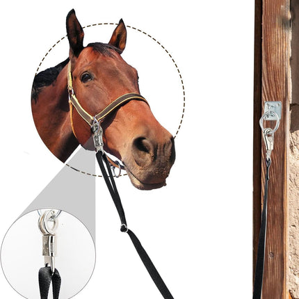 Cross Ties for Horse, 4 Pack Adjustable Nylon Horse Trailer Tie with Panic Snap and Bull Snap,Adjustable Length from 44.5-78.5 Inch,Black -