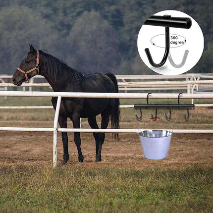Tack Rack with Swivel Hooks,6 Hook Portable Bridle Hooks Hangers for Horse Holder Stall Barn and Fence(Black) -
