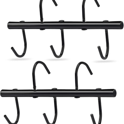 2Pcs Tack Rack with Swivel Hooks,5 Hook Portable Bridle for Horse Holder Stall and Fence(Black) -