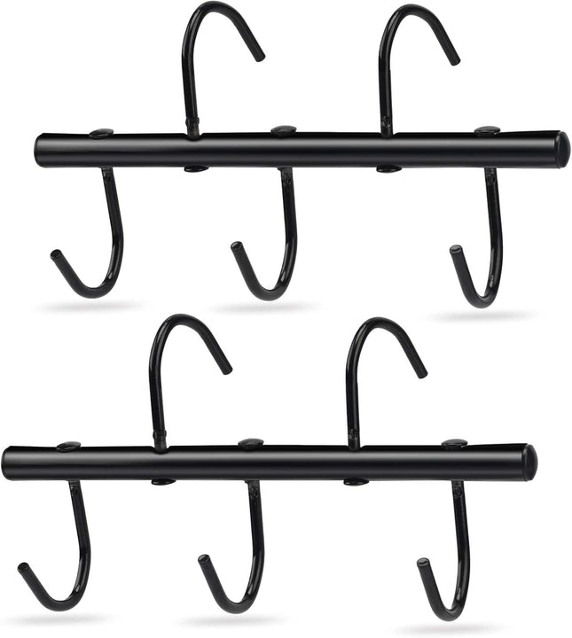 2Pcs Tack Rack with Swivel Hooks 5 Hook Portable Bridle for Horse Holder Stall and Fence(Black)
