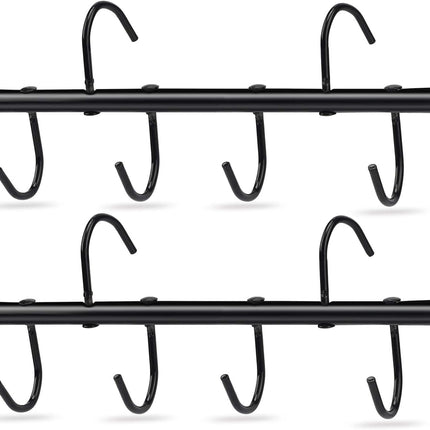 2Pcs Tack Rack with Swivel Hooks,6 Hook Portable Bridle Hooks Hangers for Stable Horse Room Barn and Fence(Black) -