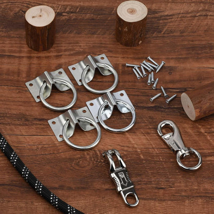 4PCS Cross Tie Ring for Horse,Block Hitching with Screws Horse Stall Stable -