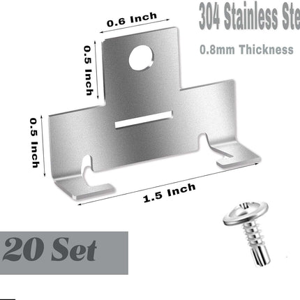 20pcs Recessed Light Clips,304 Stainless Steel Retrofit Downlight Housing C Clips with Self Tapping Screws for 5 to 6 Inch Cans -