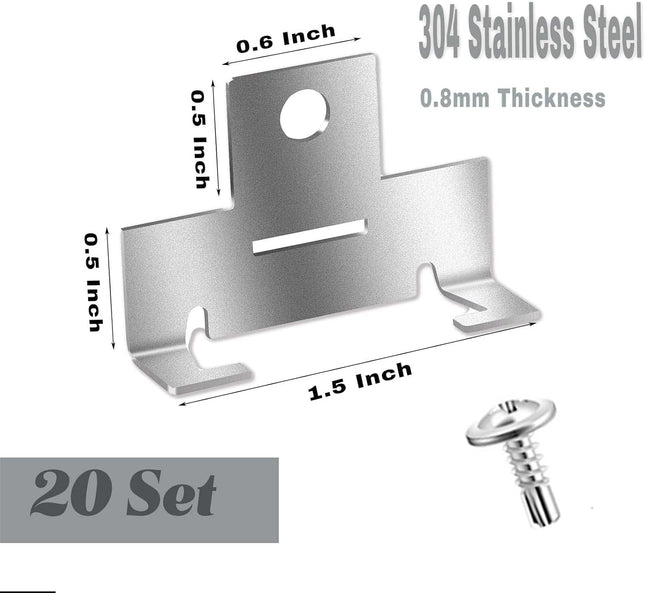 20pcs Recessed Light Clips 304 Stainless Steel Retrofit Downlight Housing C Clips with Self Tapping Screws – product detail
