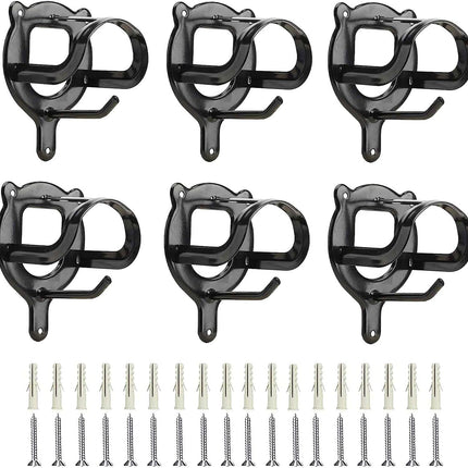 6 Counts Horse Bridle Rack Bracket Hooks Metal Halter Hanger with Tubes and Screws for Barn Supplies, Black -