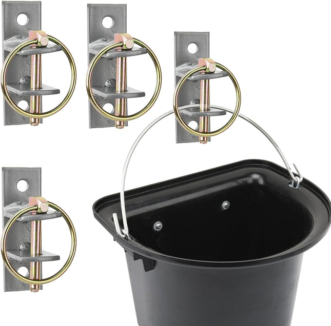 4 Pcs Water Bucket Hook with Pin Heavy Duty Wall Mounted Equestrian Hooks Hangers for Horse Stall Stable