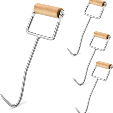 2 Pack Hay Hook,Metal Hook with Wooden Handle,Perfect for Picking Up Bales,12-1/4" -