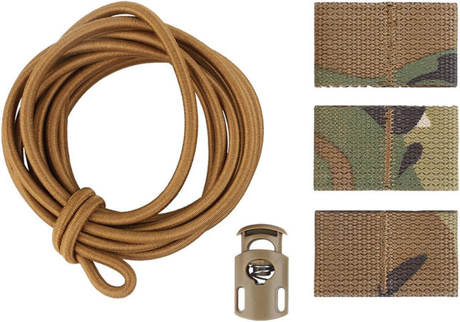 Tactical Flag Bungee Elastic Fastener Strap Shock Cord Retention Molle Webbing Loop Lock Secure Plate