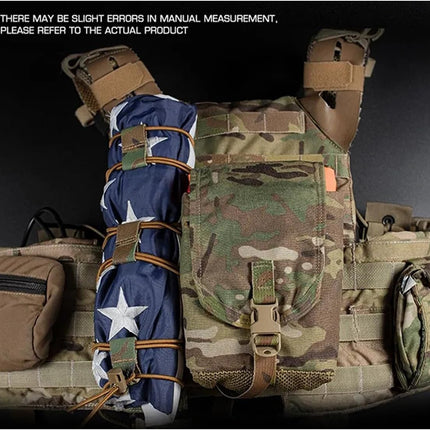 Tactical Flag Bungee Elastic Fastener Strap Shock Cord Retention Molle Webbing Loop Lock Secure Plate Carrier Attachment -