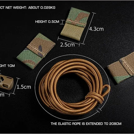 Tactical Flag Bungee Elastic Fastener Strap Shock Cord Retention Molle Webbing Loop Lock Secure Plate Carrier Attachment -