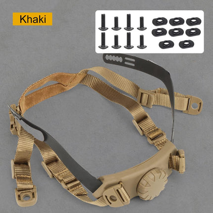 Tactical Helmet Strap Adjustable Chin Inner Suspension System with Bolts and Screws for Fast MICH IBH Airsoft Helmets khaki -